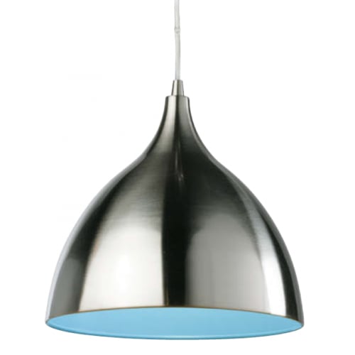 Firstlight 5744BSBL Cafe Pendant Brushed Steel with Blue inner