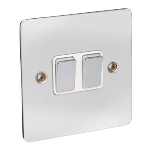 CED FS22C Chrome Flat Plate 2g 2w 10a SP Switch with White insert