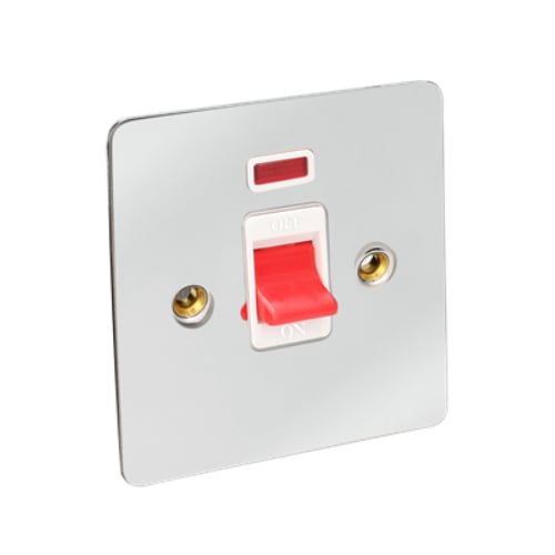 CED FCS45NC Chrome/White insert 45a DP Switch with Neon 1g Flat Plate