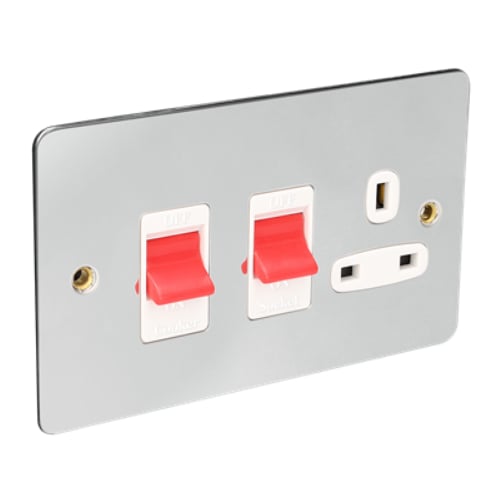 CED FCS45SKC Chrome/White insert Cooker Switch with 13a Switch Socket