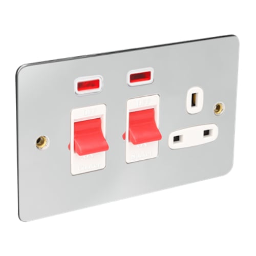 CED FCS45SKNC Chrome/White insert Cooker Switch+13a Swi.Socket+Neon