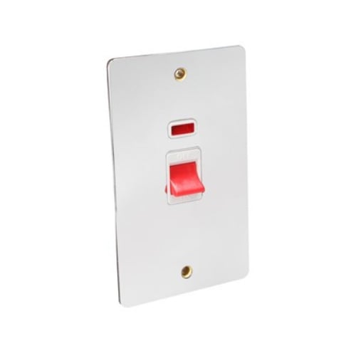 CED FCSD45NC Chrome/White insert 45a DP Switch with Neon 2g Flat Plate
