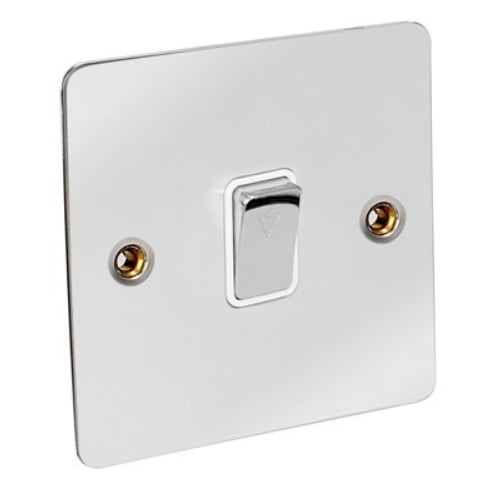 CED FSBELLC Chrome Flat Plate with White insert BELL Push Switch