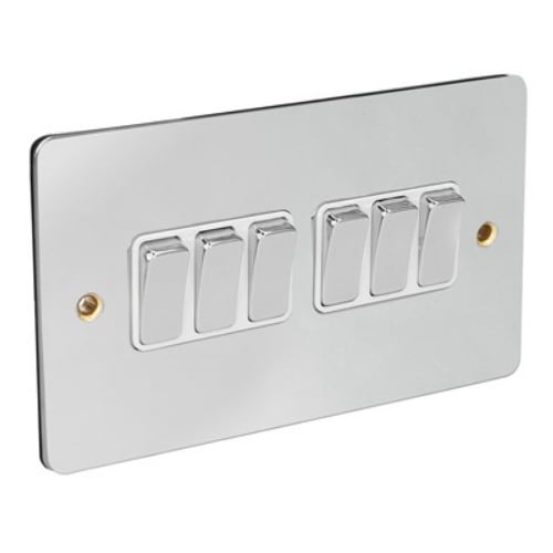 CED FS62C Chrome Flat Plate 6g 2w 10a Switch with White insert