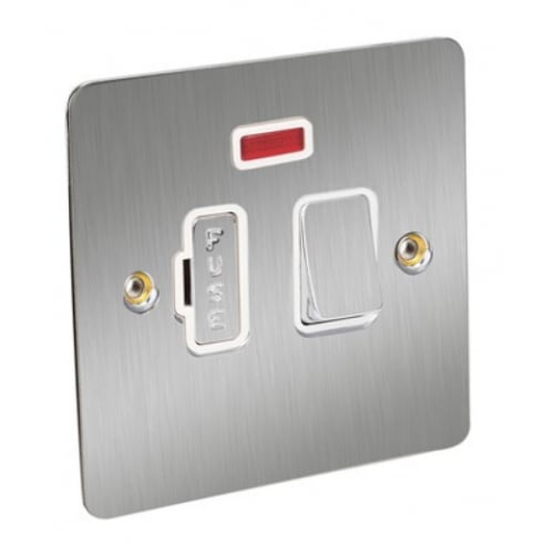 CED FSPSNSC Satin Chrome/White insert 13a Switch+Neon Connection unit