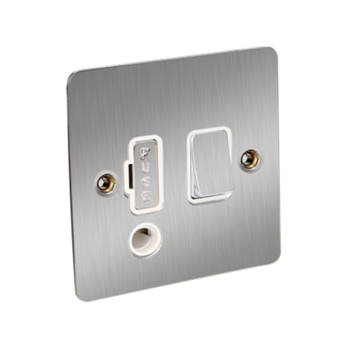 CED FSPSFOSC Sat.Chrome/Whi.insert 13a Swi.Connection unit+F/Outlet