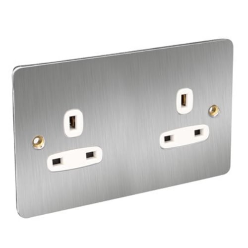 CED FSK2SC Satin Chrome Flat Plate 2gx13a 3p Socket with White insert