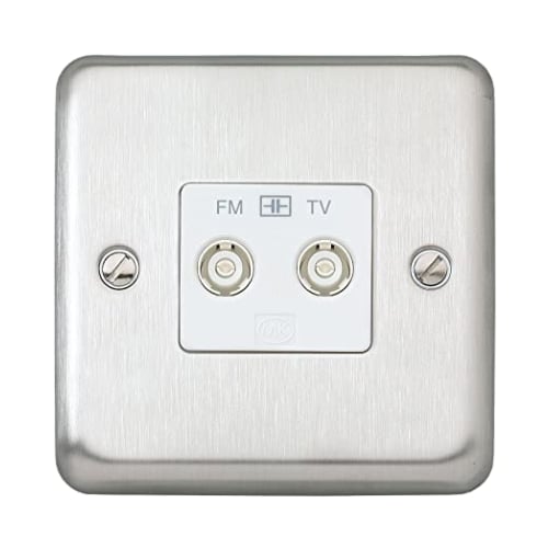 MK K3582BSS Twin Isolated TV/FM Coaxial Socket Brushed Stainless Steel
