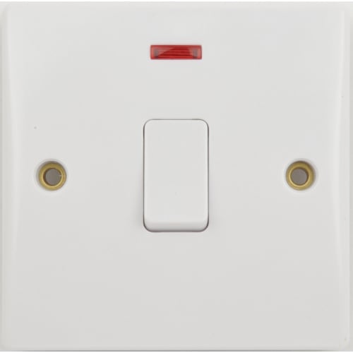 Schneider GU2014 Ultimate 20a DP Switch with Neon & Flex Outlet White
