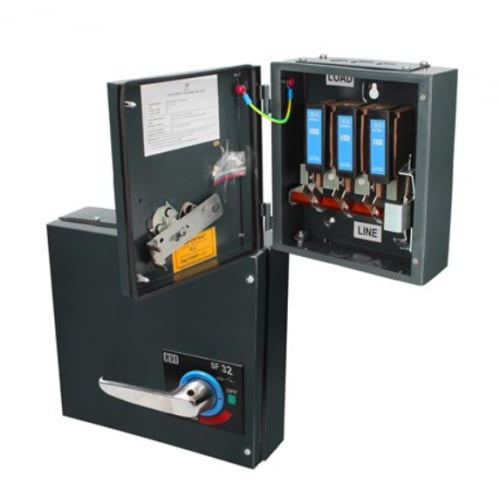 CED SF32 32amp TPN Switchfuse 500volt with 3 x 32amp HRC Fuses