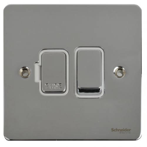 Schneider GU5210WPC 13a Switched Spur White Insert Polished Chrome