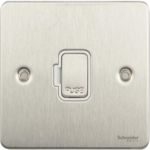 Schneider GU5200WSS 13a Un-switched Spur White Insert Stainless Steel