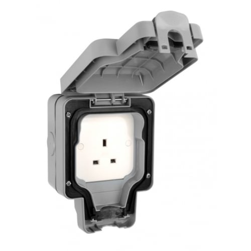 MK K56480GRY Masterseal Plus 1 Gang 13 Amp IP66 Un-Switched Outdoor Socket