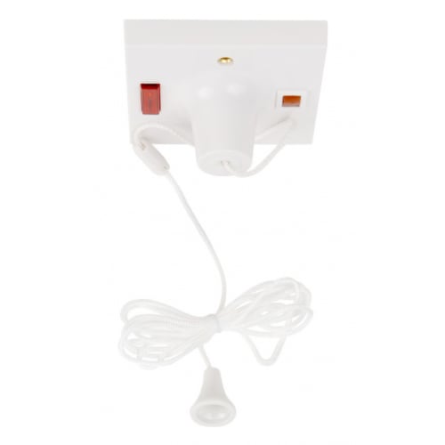 MK 3164WHI 50amp DP Ceiling Cord Switch With Neon on Square Plate