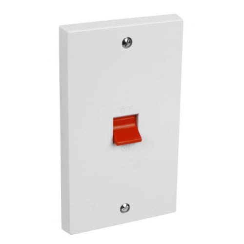 CED  CSD45 45a Double Pole Switch white (2gang Oblong plate)