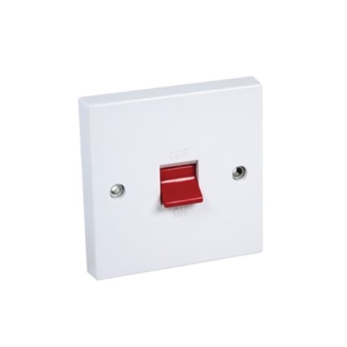 CED  CS45 45a Double Pole Switch white (1gang square plate)