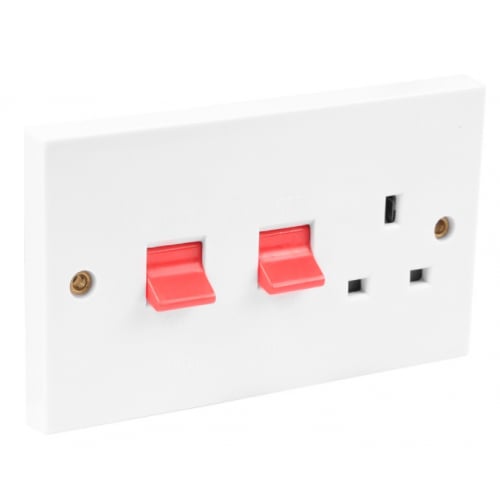 CED CC45 45a DP White Cooker unit with 13amp switch socket CS45SK