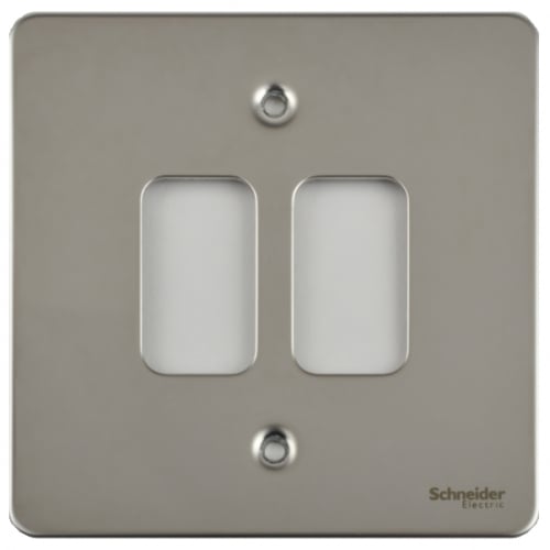 Schneider Get GUG02GMS 2 Gang Grid Plate with Grid, Mirror Steel