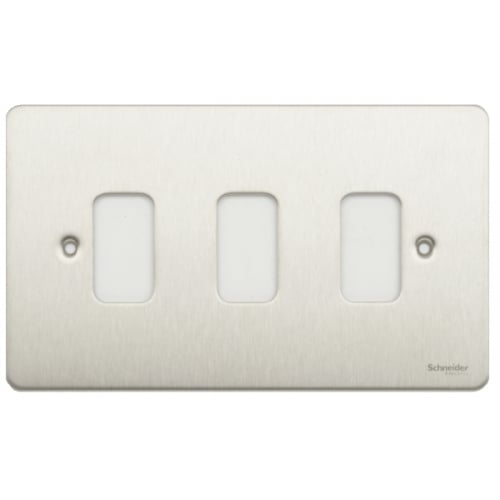 Schneider Get GUG03GSS 3 Gang Grid Plate with Grid, Stainless Steel