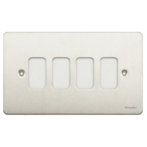 Schneider Get GUG04GSS 4 Gang Grid Plate with Grid, Stainless Steel