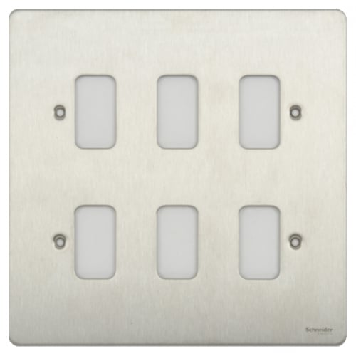 Schneider Get GUG06GSS 6 Gang Grid Plate with Grid, Stainless Steel