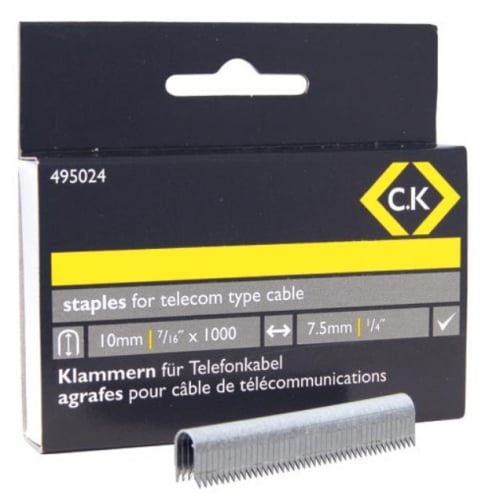 CK 495024 4.8x10mm Half Round Telecom Data Low Volt Staples for T6228