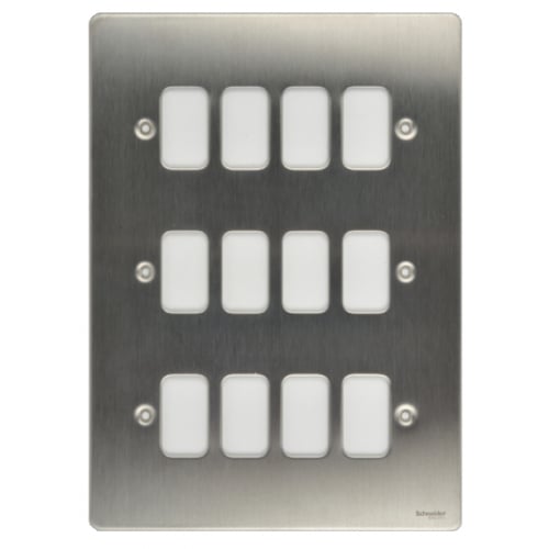 Schneider Get GUG12GSS 12 Gang Grid Plate with Grid, Stainless Steel
