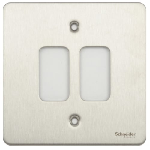 Schneider Get GUG02GSS 2 Gang Grid Plate with Grid, Stainless Steel