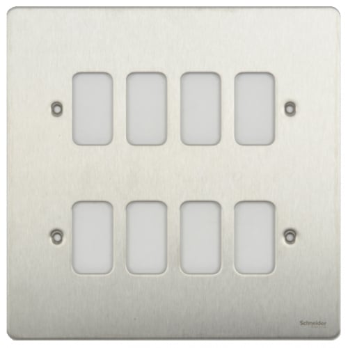 Schneider Get GUG08GSS 8 Gang Grid Plate with Grid, Stainless Steel