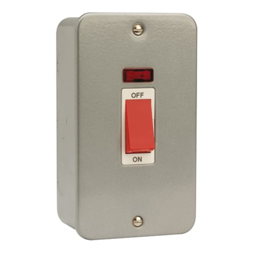 Click Scolmore CL203 45a DP Double Plate Metalclad Switch with neon