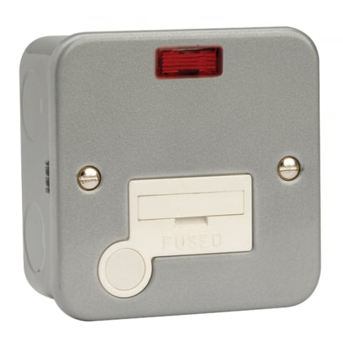 Click Scolmore CL053 13a DP Unswitched Fused Metalclad Spur + Neon