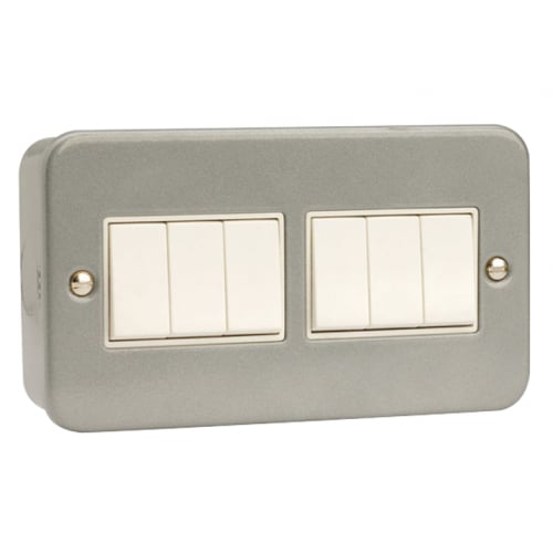 Click Scolmore CL105 10a 6 gang 2 way Metalclad switch