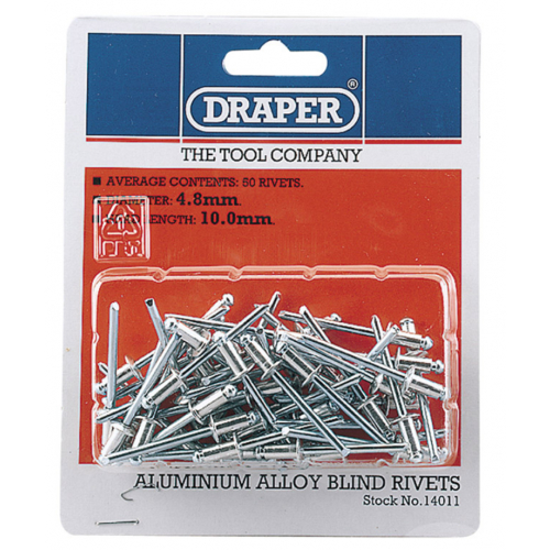 Draper 14011 4.8mmx10.0mm head length blind rivit's Pack of 50
