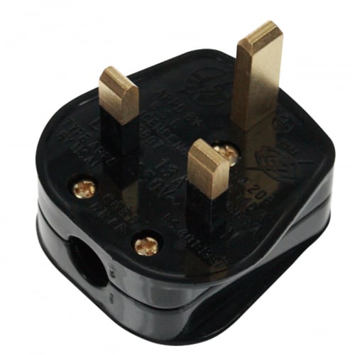 Scolmore PA332 13A (5A Fused) BS1363 Black Plug Top