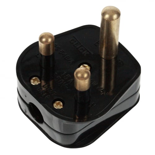 Scolmore PA177 15 Amp Round 3 Pin Black Plug Top