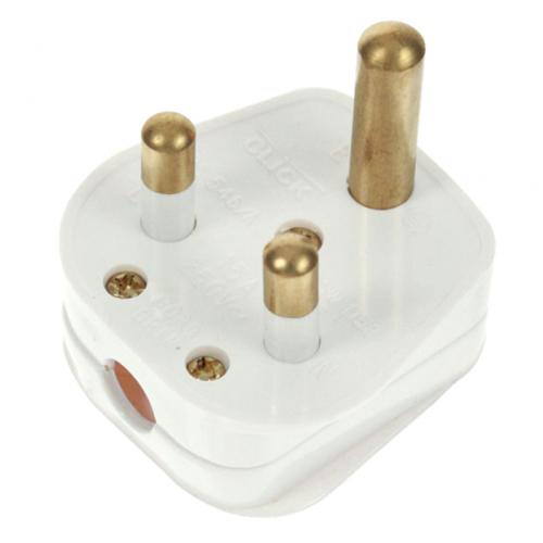 Scolmore PA167 15 Amp Round 3 Pin White Plug Top