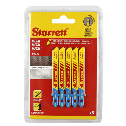 Starrett BU232-5 Metal Cut Jigsaw Blade 32TPI Pack of 5