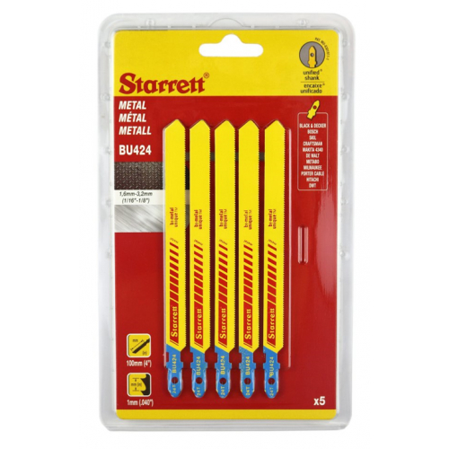 Starrett BU424-5 Metal Cut Jigsaw Blade 24TPI Pack of 5