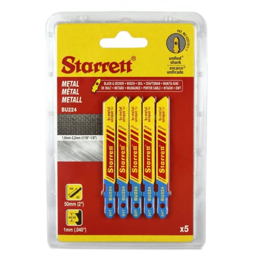 Starrett BU224-5 Metal Cut Jigsaw Blade 24TPI Pack of 5