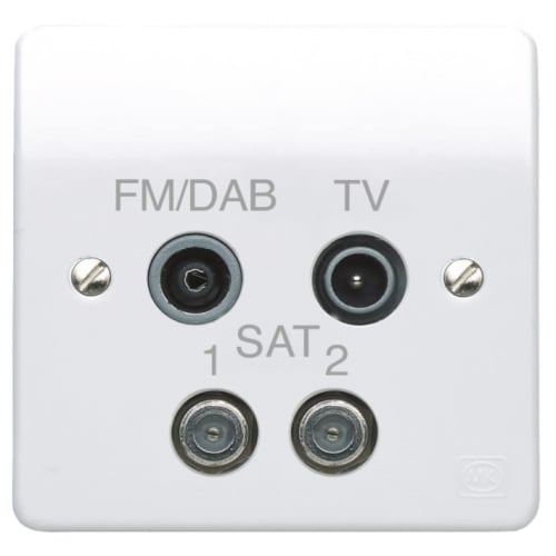 MK K3554DABWHI Quad TV/FM & 2xSAT Quadplexer Skt Screened Non Isolated
