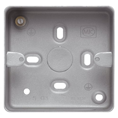 MK K2213ALM 1 Gang 41mm Surface Logic Metal Box With Knockouts