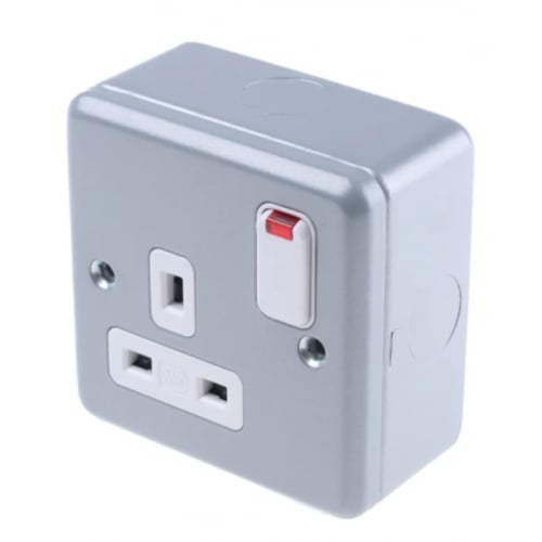 MK K2477ALM 1 Gang 13 Amp DP Metalclad Plus Switched Socket with Neon