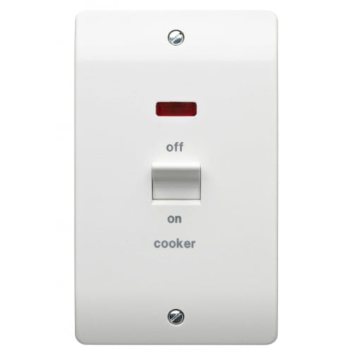 MK K5215CKWHI 50a DP 2g Plate Flush Whi marked COOKER switch with Neon
