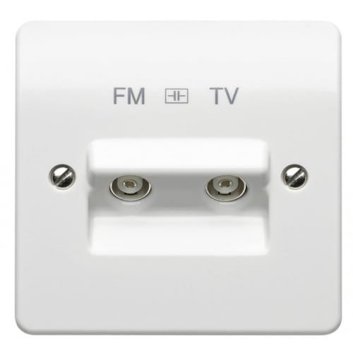 MK K3522WHI Twin Coaxial Isolated TV/FM Diplexer Socket White