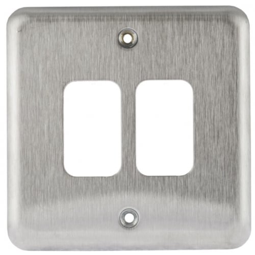 MK K3432BSS 2 Gang Brushed Stainless Steel Albany Plus Grid Plate