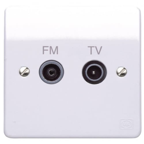 MK K3552WHI Twin TV/FM Diplexer Socket Fully Screened Non Isolated