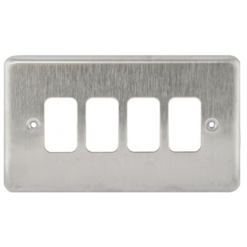 MK K3434BSS 4 Gang Brushed Stainless Steel Albany Plus Grid Plate