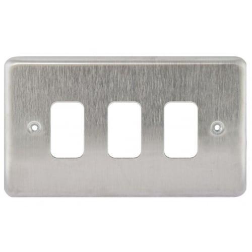 MK K3433BSS 3 Gang Brushed Stainless Steel Albany Plus Grid Plate