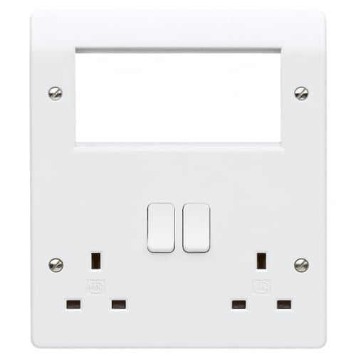 MK K2741WHI 2 gang Combination Plate with 4 x Euro Apertures White