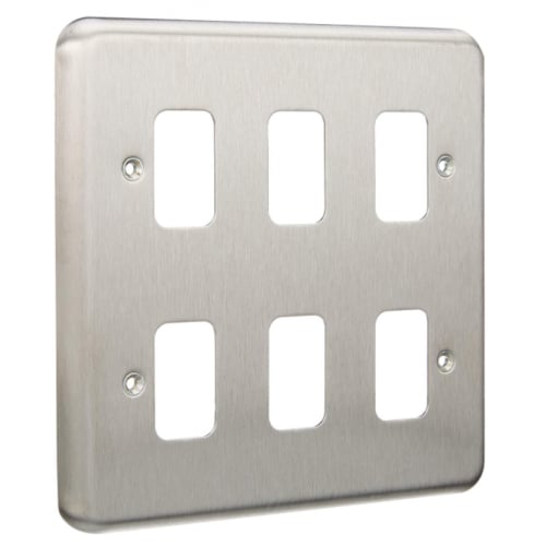 MK K3436BSS 6 Gang Brushed Stainless Steel Albany Plus Grid Plate